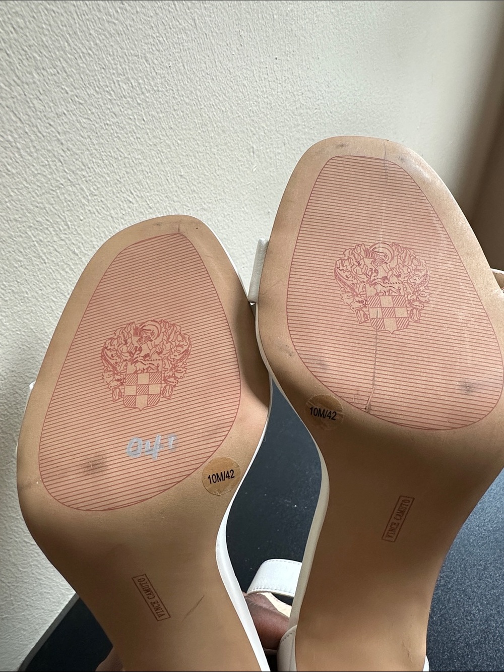 Vince Camuto White Ankle-Strap Block Heels - Picture 3 of 4
